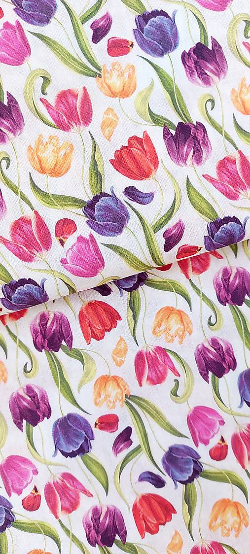 Textil - 100% sanforizovaná bavlna, tulipány - 15454105_