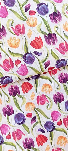 Textil - 100% sanforizovaná bavlna, tulipány - 15454105_