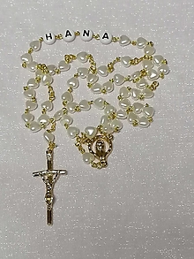 Iné šperky - Ruženec s menom Hana Biele srdiečka - 15456277_