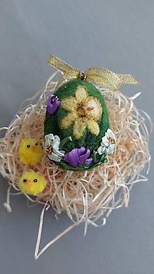 Dekorácie - Veľkonočné vajíčko plstené Jarné kvety - 15454501_