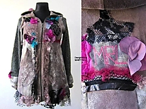 Šaty - Béžová mikina/šaty s kapucňou M- Boho vyšívaný top - 15455792_