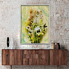 Grafika - Poľná krása, žltý kolibrík (30 x 40 cm - Žltá) - 15456927_