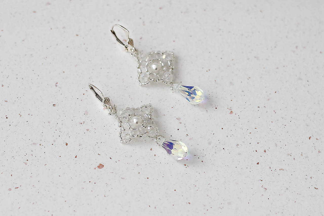 Svadobné náušnice Olívia (Strieborná)