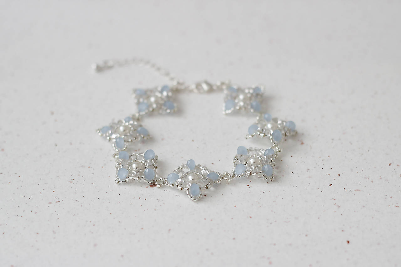 Svadobný náramok Olívia (Strieborno-modrý)