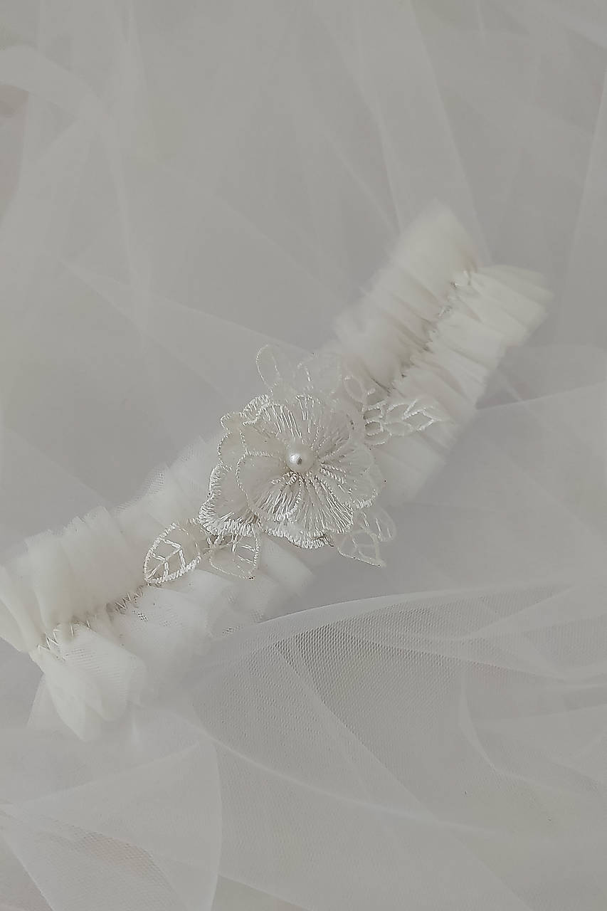 Svadobný podväzok (Ivory 01 - šírka 4 cm)