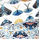 Textil - nočné motýle II, extra kvalitný 100 % bavlnený satén, šírka 160 cm - 15458715_
