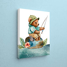 Obrazy - Detský obraz Medvedík na rybolove - 15461439_