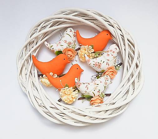 Dekorácie - Vtáčiky na zavesenie - sada 6 kusov - 15459153_