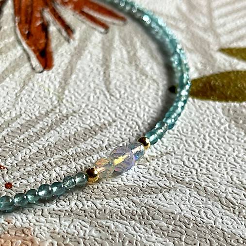 Luxury Aquamarine & Ethiopian Opal Steel Choker Necklace / Bracelet / Náhrdelník alebo dvojitý náramok opál, akvamarín