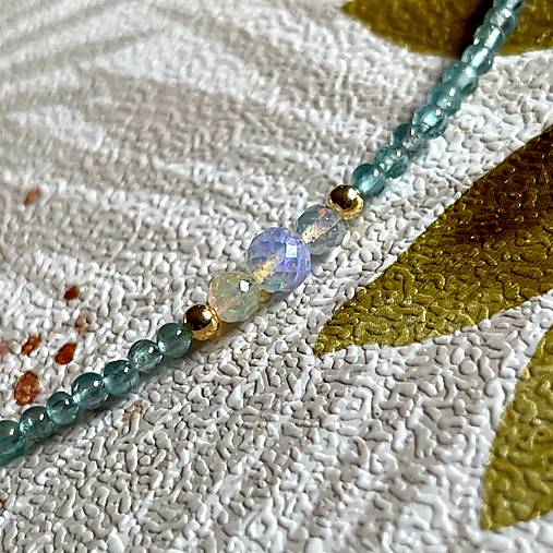 Luxury Aquamarine & Ethiopian Opal Steel Choker Necklace / Bracelet / Náhrdelník alebo dvojitý náramok opál, akvamarín