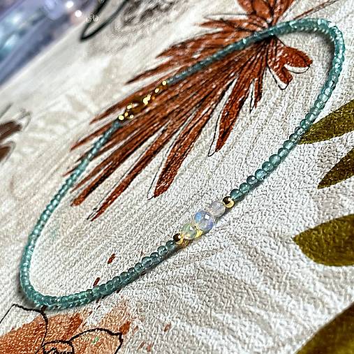 Luxury Aquamarine & Ethiopian Opal Steel Choker Necklace / Bracelet / Náhrdelník alebo dvojitý náramok opál, akvamarín