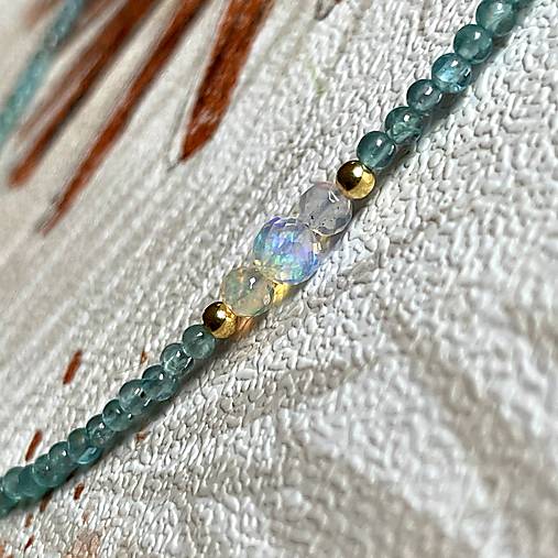 Luxury Aquamarine & Ethiopian Opal Steel Choker Necklace / Bracelet / Náhrdelník alebo dvojitý náramok opál, akvamarín