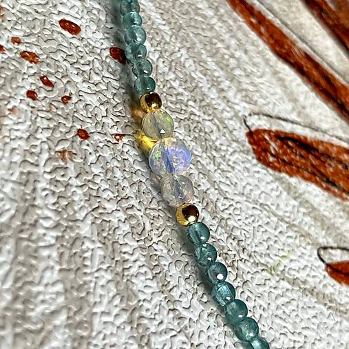 Luxury Aquamarine & Ethiopian Opal Steel Choker Necklace / Bracelet / Náhrdelník alebo dvojitý náramok opál, akvamarín