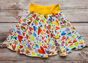 Detské oblečenie - Detská točivá sukňa - srdiečka so žltou - 15462059_