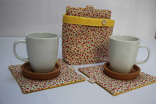 Úžitkový textil - Podšálky barevné kytičky 2. - 15462564_