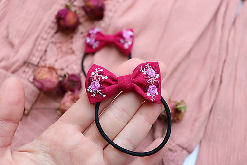 Ozdoby do vlasov - Maličké mašličky Jahoda ♡ - 15465410_