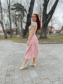Sukne - Ľanová sukňa “THE ONE” maxi dĺžka - 15462781_