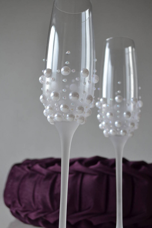 Svadobný pohár na šampanské perlový