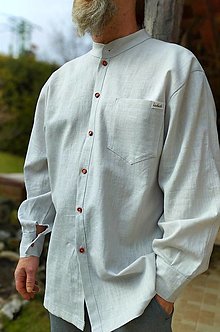 Pánske oblečenie - Pánska ľanová košeľa - 15462941_