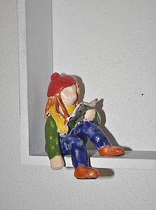 Sochy - Keramická soška "dievča s knihou" - 15466956_