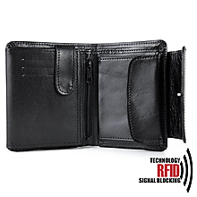 Peňaženky - Ochranná UNISEX kožená peňaženka v čiernej farbe - 15466402_