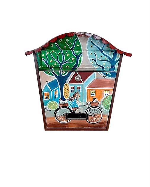 Úložné priestory & Organizácia - Maľovaná schránka Bicykel v meste - 15468241_