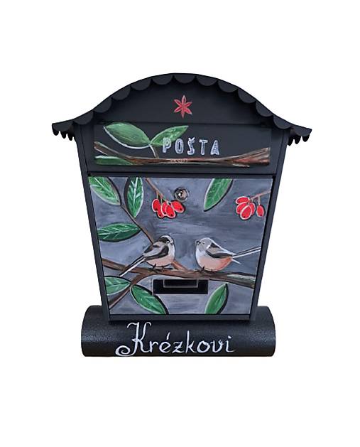 Úložné priestory & Organizácia - Maľovaná poštová schránka - vtáčiky dlhochvosté - 15468965_