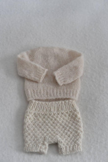 Detské oblečenie - Newborn pulóvrik a kraťasky na fotenie pre novorodeniatka (Smotanový set (01)) - 15466652_