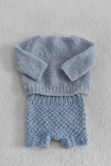 Detské oblečenie - Newborn pulóvrik a kraťasky na fotenie pre novorodeniatka (Svetlomodrý set (14)) - 15466661_