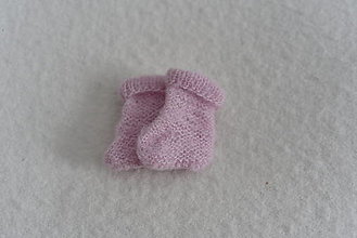 Ponožky, pančuchy, obuv - Newborn ponožky na fotenie pre novorodeniatka (Púdrovoružové (12)) - 15466726_