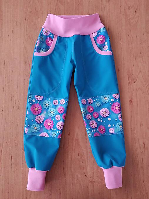 Detské oblečenie - Softshellky letné tyrkysové  (128) - 15468220_