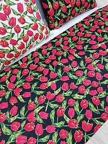 Úžitkový textil - Štóla (Tulipány - čierny podklad 44 x 147 cm) - 15472399_