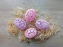 Dekorácie - Háčkované vajíčka ružové a fialové - 15470153_