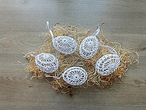 Dekorácie - Háčkované vajíčka biele III - 15470115_