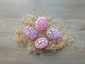 Dekorácie - Háčkované vajíčka ružové a fialové - 15470154_