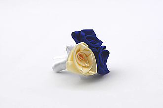 Svadobné pierka - Pierko námornícka modrá-krémová ruže - 15471173_