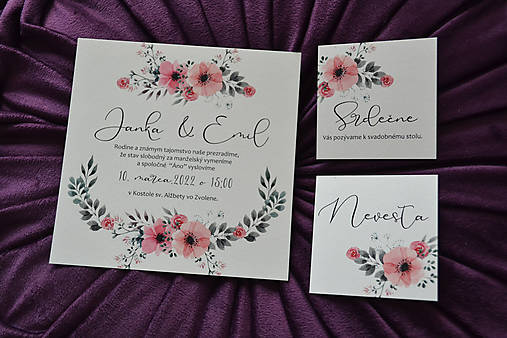 Svadobné oznámenie kvety (etiketa)
