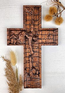 Dekorácie - Kríž Dôvera (odtieň palisander) - 15471241_