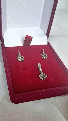 Sady šperkov - Strieborná súprava šperkov Zelený plameň s vltavínom a granátmi - 15470660_