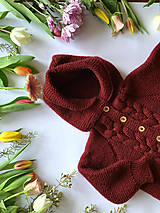 Detské oblečenie - NINA detský svetrík  (bordový (12-18 mesiacov)) - 15470305_