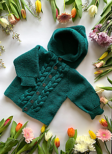 Detské oblečenie - NINA detský svetrík  (zelený (12-18 mesiacov)) - 15470260_