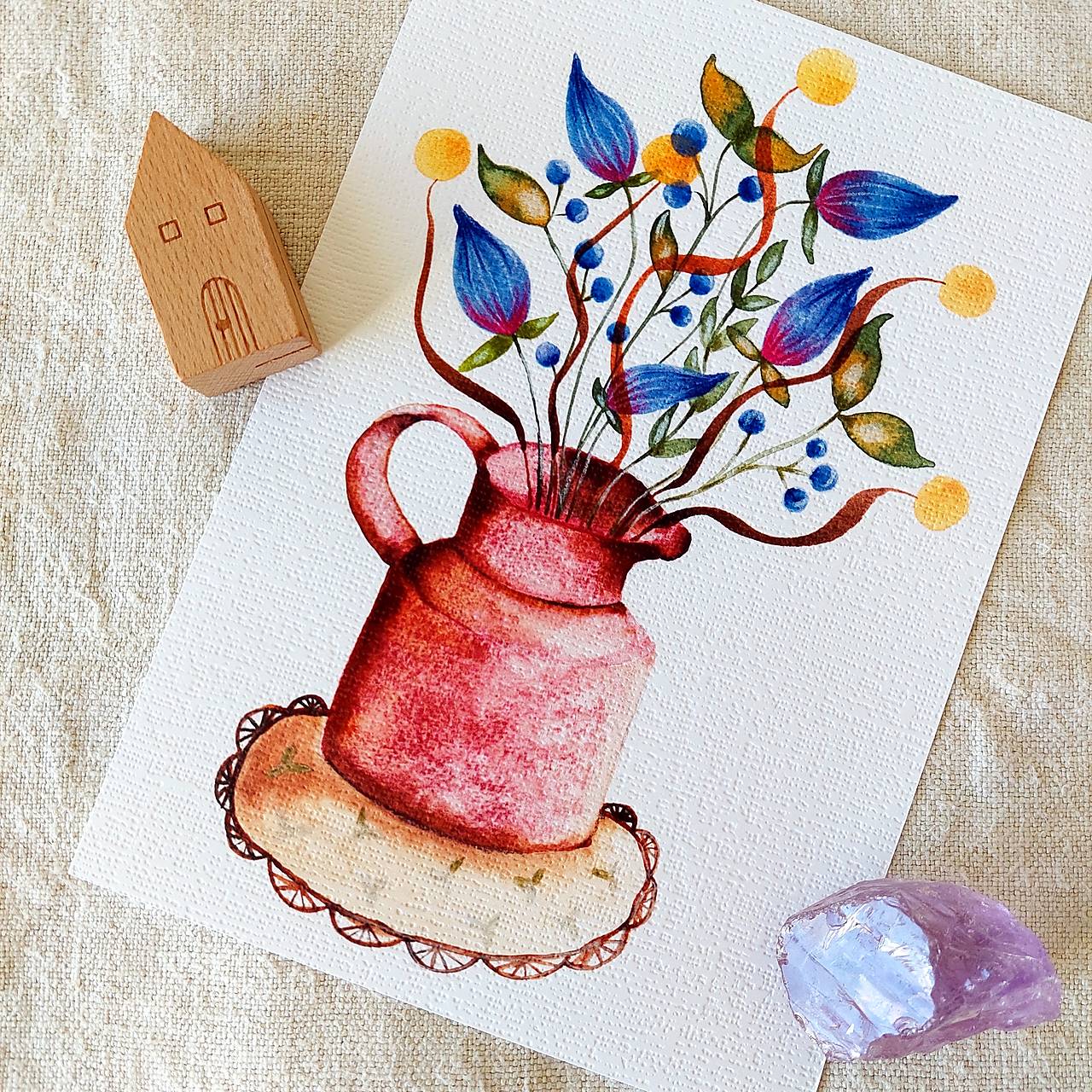 Krhlička - reprodukcia ilustrácie na art papieri