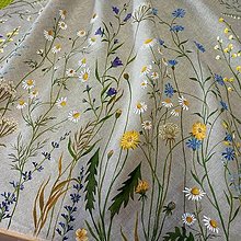 Šaty - Maľované ľanové šaty " Lúčne II. "  (Béžove maľované ľanové šaty s kvetinovou bordurou na želanie bez paprade) - 15473508_