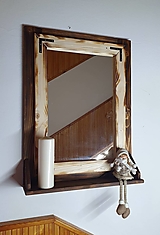 Zrkadlá - Rustikalne zrkadlo s policou - 15472912_