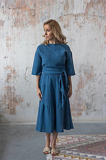 Sukne - Mušelínová sukňa denim modrá Tajana - 15473118_