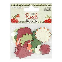 Papier - Dovecraft Little Red Robin papierové kvety 30 ks - 30% ZĽAVA - 15475661_