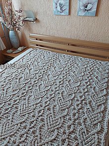 Úžitkový textil - Deka z priadze alize puffy - kapučíno (Rozmery cca (160 x 200) cm, slonová kosť) - 15474201_