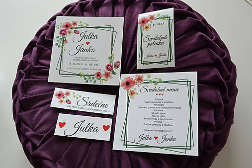 Svadobné oznámenie kvety 2 (pozvánka k svadobnému stolu)