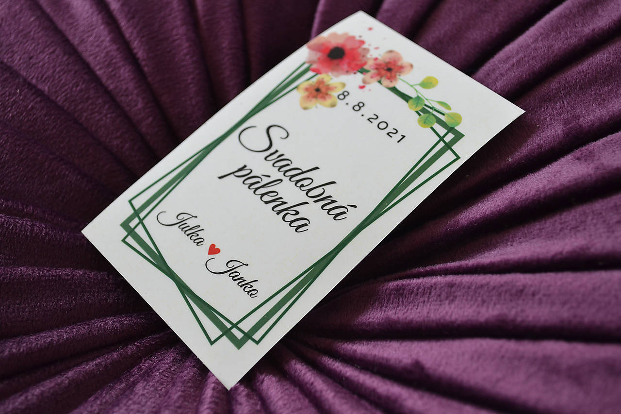 Svadobné oznámenie kvety 2 (štítok na fľašu)