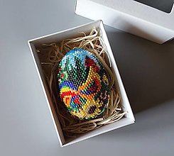 Dekorácie - Veľkonočné vajíčko z korálikov - v krabičke - 15474957_